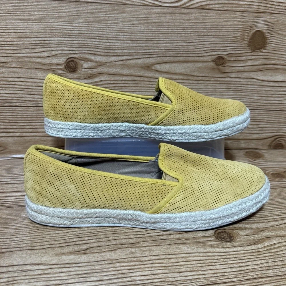 Clarks Azella Theoni Flats Women Sz 9.5 Espadrille Slip On Shoes Yellow Vacation